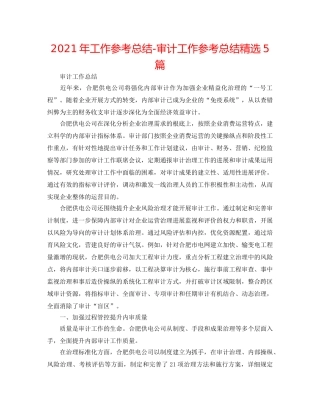 2024年工作参考总结-审计工作参考总结精选5篇 