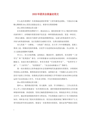 20XX年团员自我鉴定范文 
