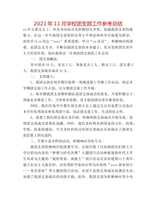 2024年11月学校团支部工作参考总结 