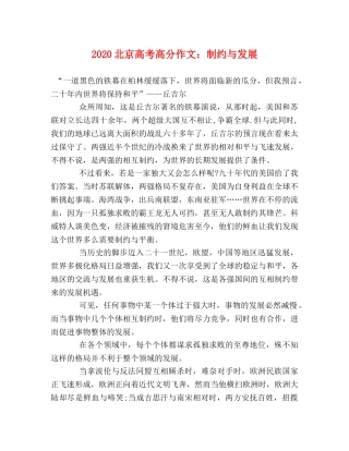 2024北京高考高分作文制约与发展 