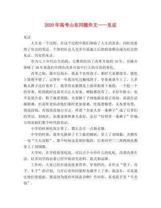 2024年高考山东同题作文——见证 