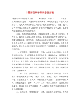 3篇新任职干部表态发言稿 