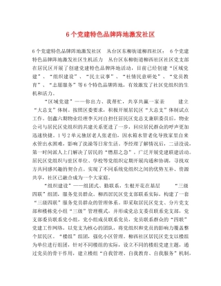 6个党建特色品牌阵地激发社区 
