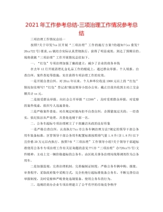 2024年工作参考总结-三项治理工作情况参考总结 