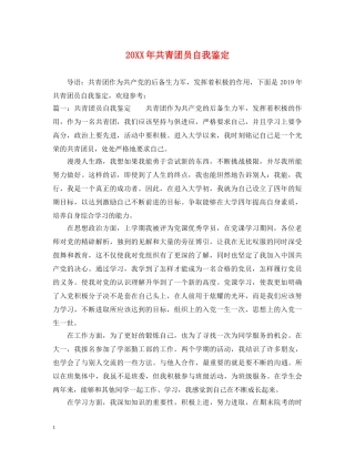 20XX年共青团员自我鉴定 