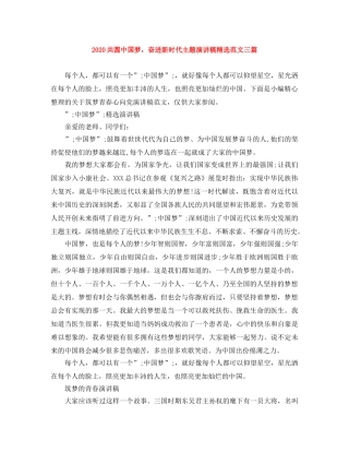 2024共圆中国梦，奋进新时代主题演讲稿精选范文三篇 