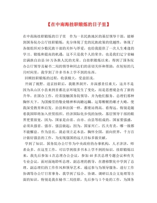 【在中南海挂职锻炼的日子里】 