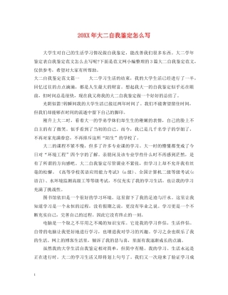 20XX年大二自我鉴定怎么写 