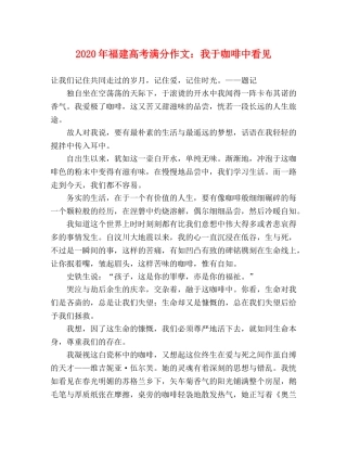 2024年福建高考满分作文我于咖啡中看见 