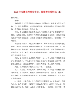 2024年安徽高考满分作文提篮春光看妈妈（1） 