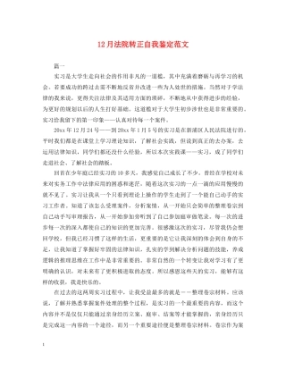 12月法院转正自我鉴定范文 