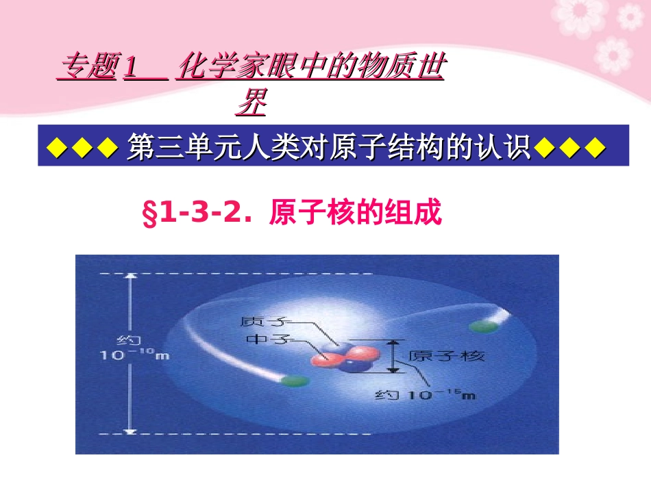 浙江省温州市乐清中学高中化学-32原子核组成课件-必修1_第1页