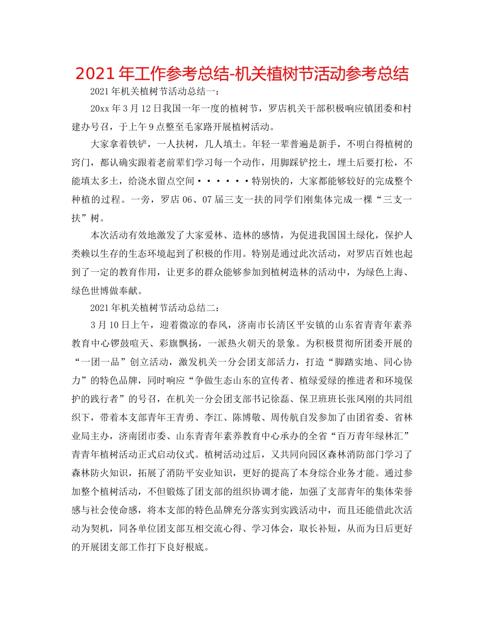 2024年工作参考总结-机关植树节活动参考总结 _第1页