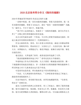 2024北京高考零分作文《隐形的翅膀》 