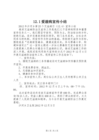 12.1爱滋病宣传小结