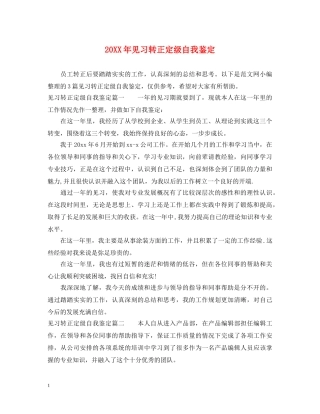 20XX年见习转正定级自我鉴定 