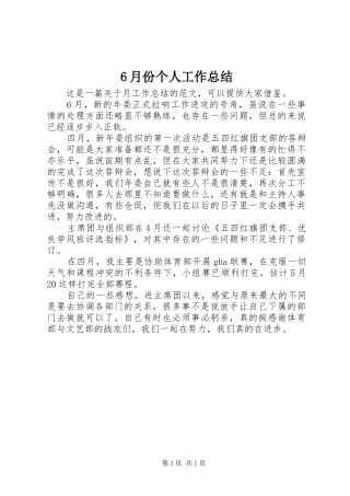 6月份个人工作总结