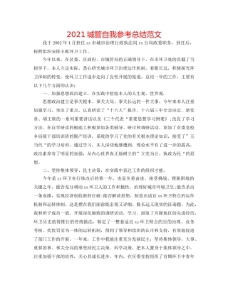 2024城管自我参考总结范文 