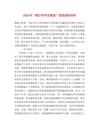 2024年“践行科学发展观”党性剖析材料 