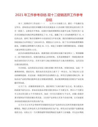 2024年工作参考总结-双十二促销活动工作参考总结 