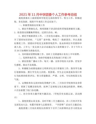 2024年11月团委个人工作参考总结 
