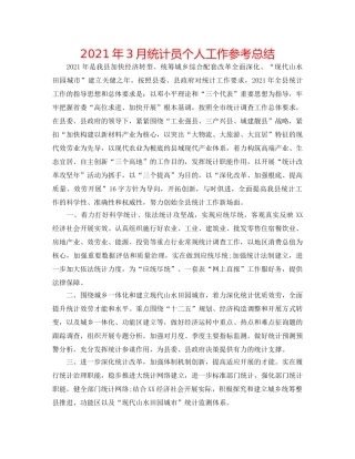 2024年3月统计员个人工作参考总结 