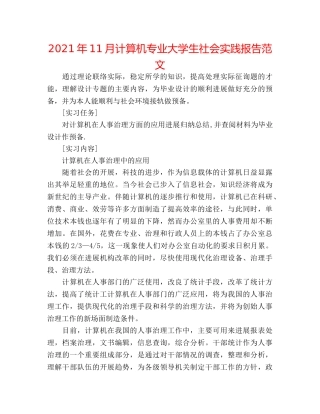 2024年11月计算机专业大学生社会实践报告范文 