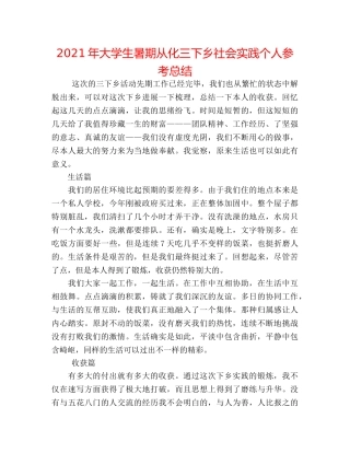 2024年大学生暑期从化三下乡社会实践个人参考总结 