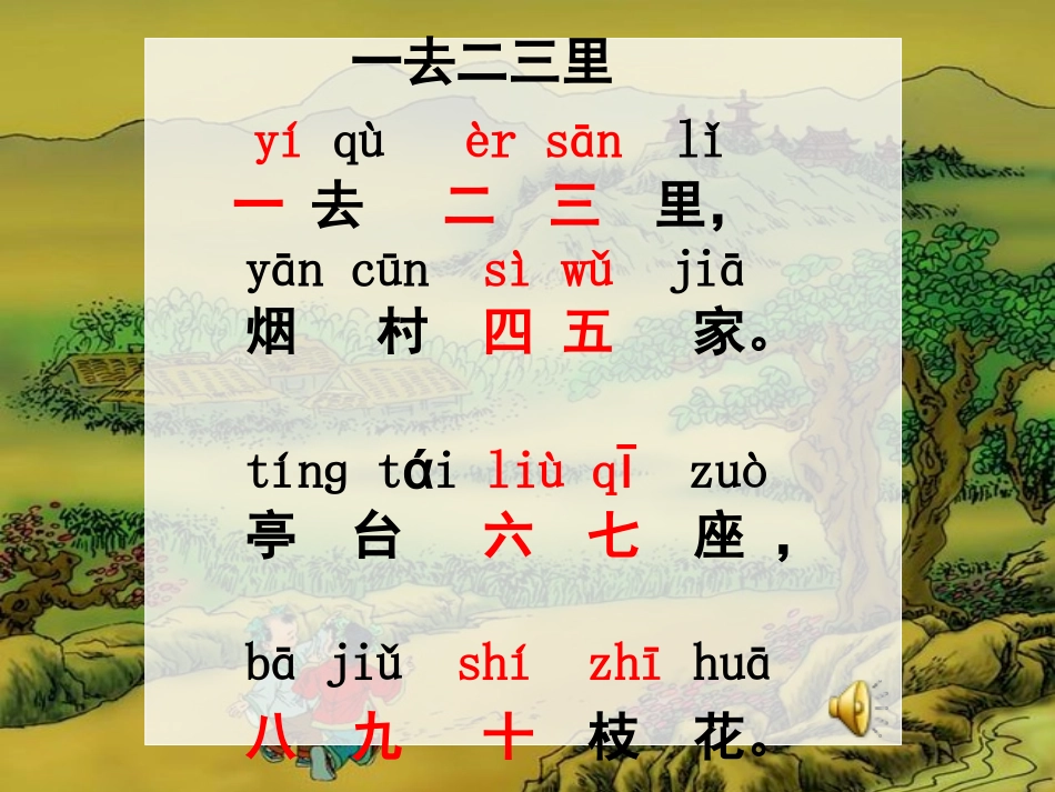 人教版一年级上册识字一《一去二三里》多媒体课件()_第2页