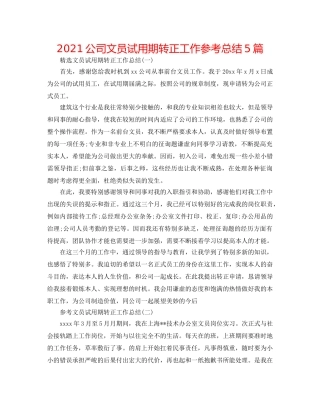2024公司文员试用期转正工作参考总结5篇 