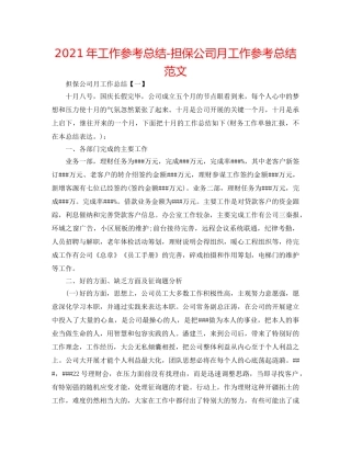 2024年工作参考总结-担保公司月工作参考总结范文 