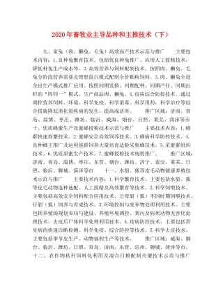 2024年畜牧业主导品种和主推技术（下） 