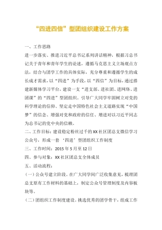 “四进四信”型团组织建设工作方案