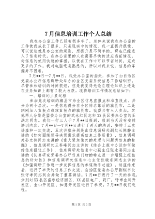 7月信息培训工作个人总结