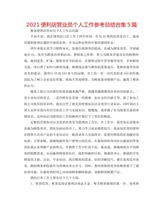 2024便利店营业员个人工作参考总结合集5篇 