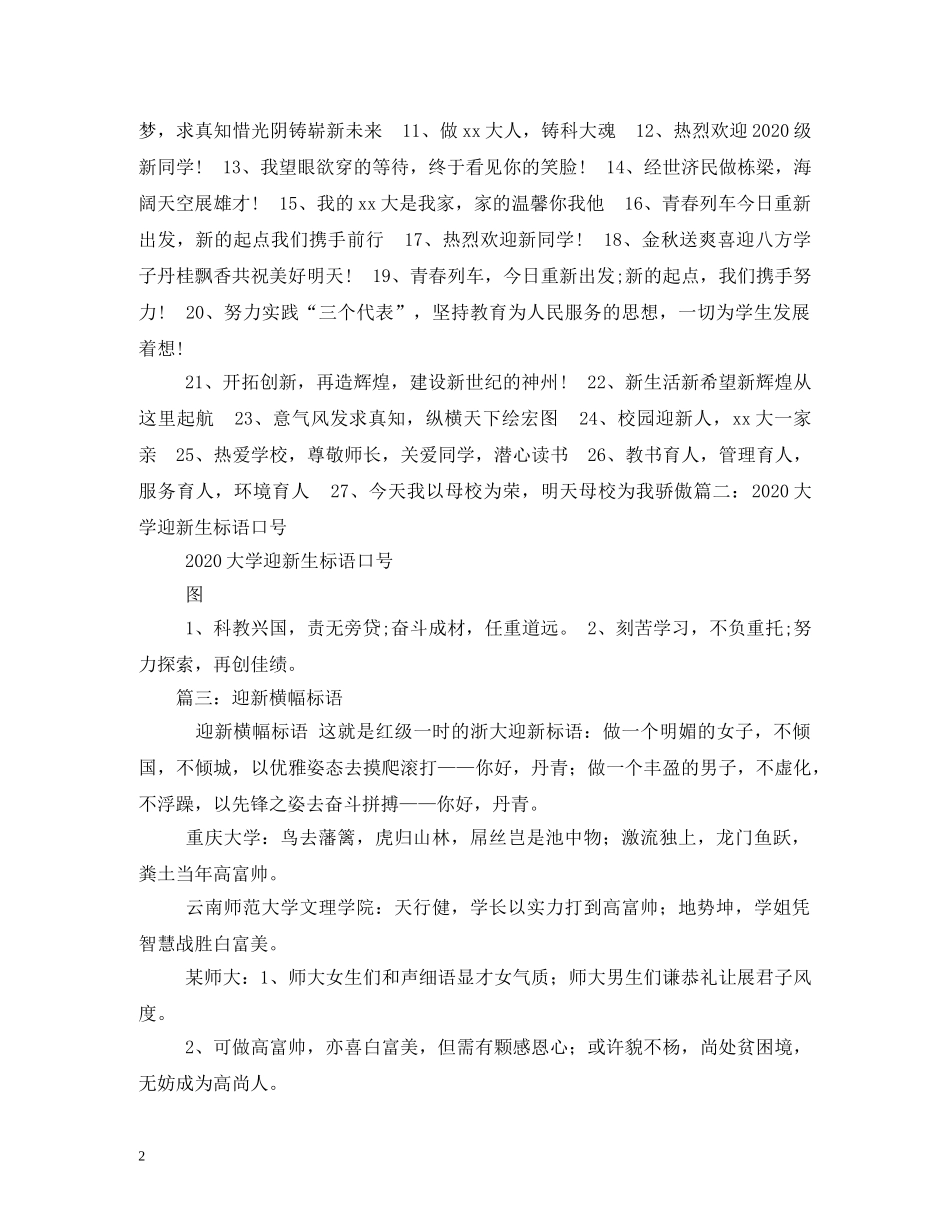 2024大学创意迎新横幅标语口号 _第2页
