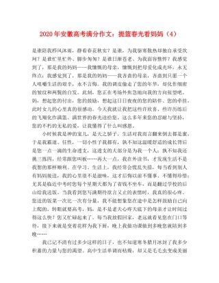 2024年安徽高考满分作文提篮春光看妈妈（4） 