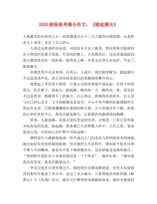 2024湖南高考满分作文《踮起脚尖》 