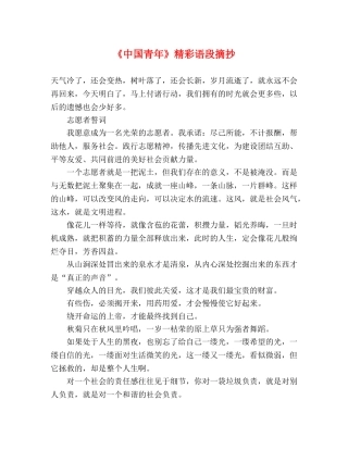 《中国青年》精彩语段摘抄 