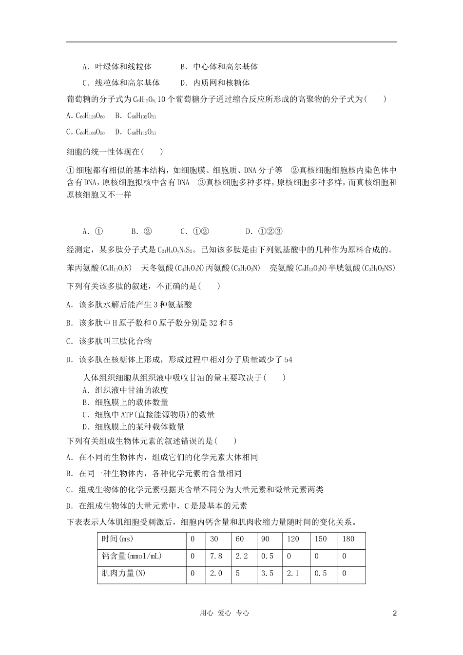 2012届高三生物模块检测30-新人教版必修1_第2页