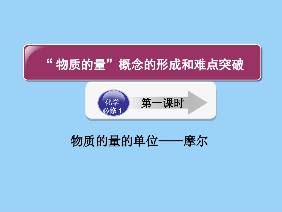 人教版高中化学必修一《物质的量的单位——摩尔》课件_第1页