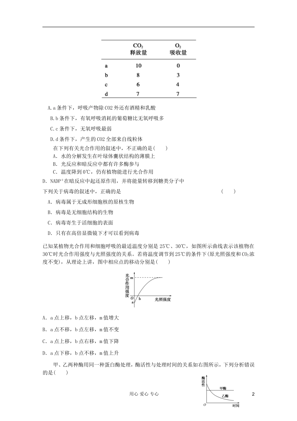 2012届高三生物上学期期中生物模拟测试7-新人教版_第2页