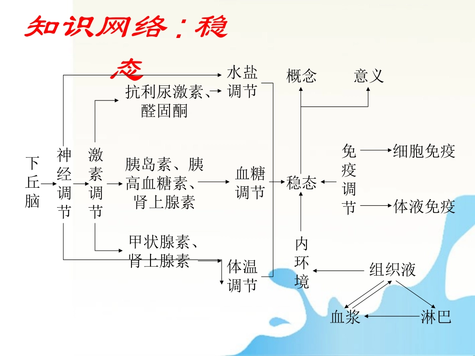 2012届高三生物一轮复习知识网络汇总-第12单元-人体的内环境与稳态课件_第2页