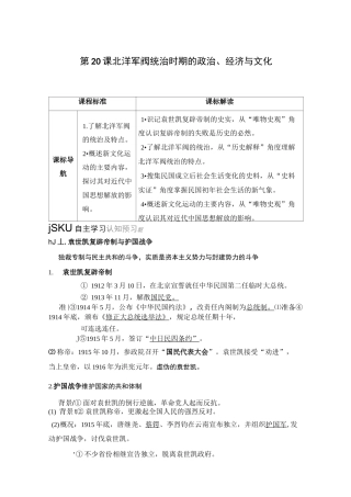 第20课 北洋军阀统治时期的政治、经济与文化