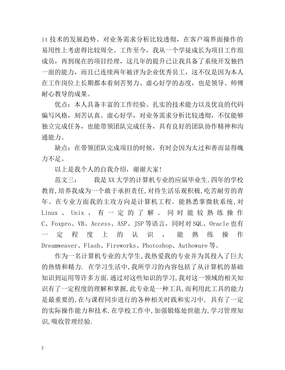 IT面试自我介绍 _第2页