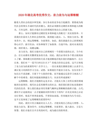 2024年湖北高考优秀作文亲力亲为与运筹帷幄 