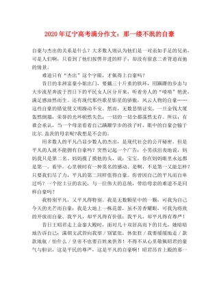 2024年辽宁高考满分作文那一缕不泯的自豪 