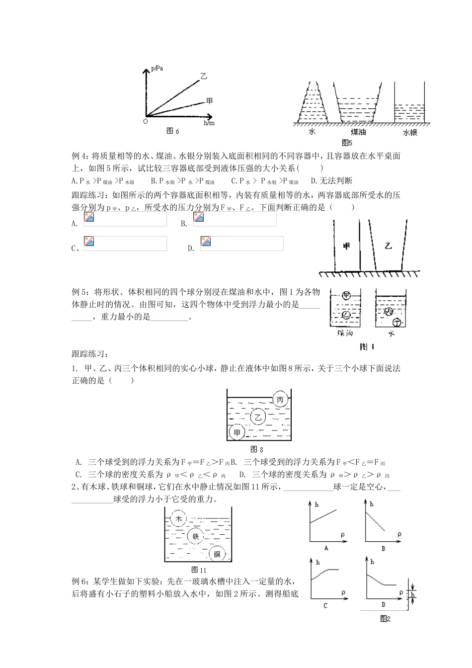 2009年中考物理复习专题(3)-压强及浮力大小的比较_第3页