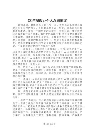 XX年城改办个人总结范文