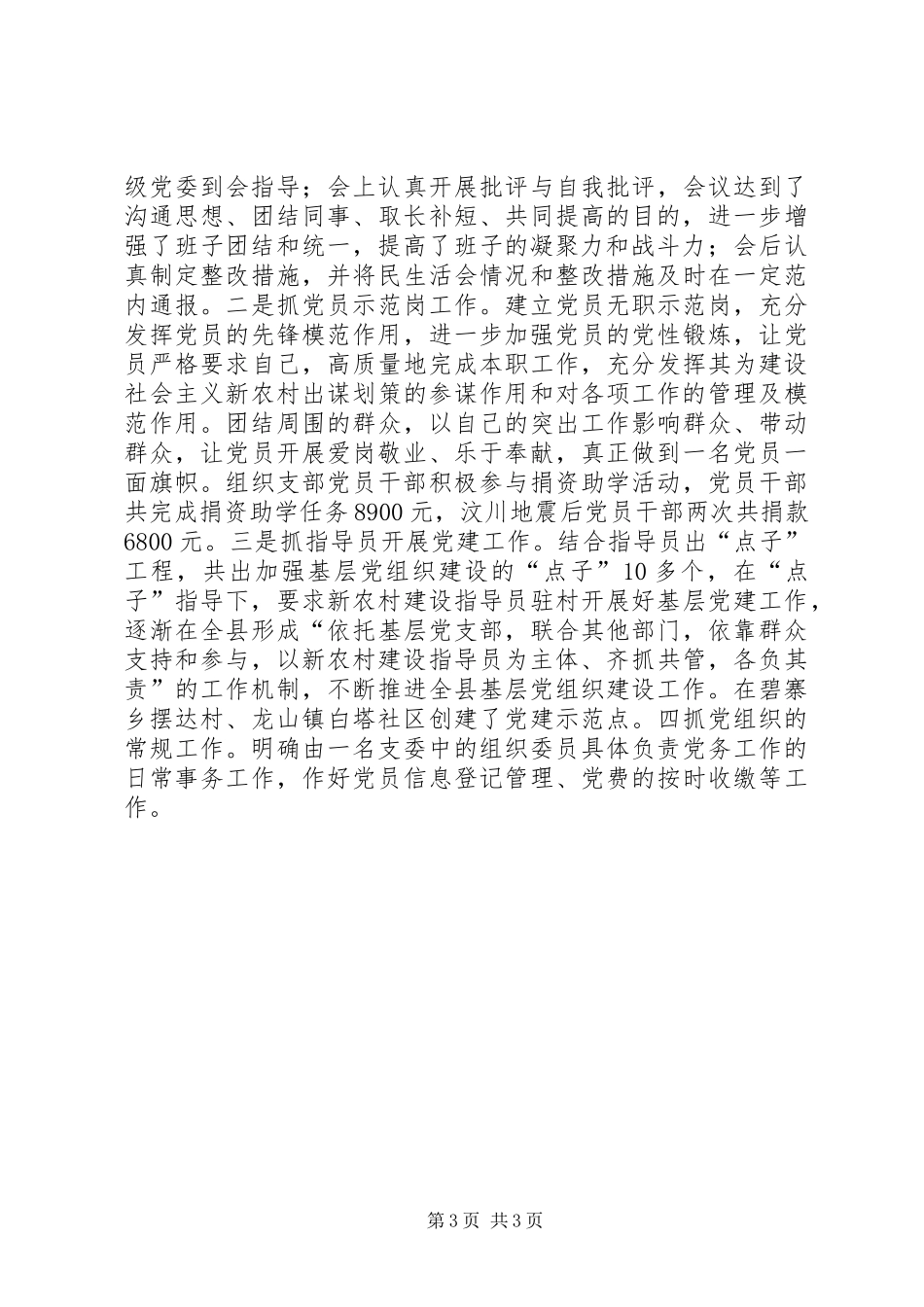 XX年11月新农办党支部工作总结_第3页